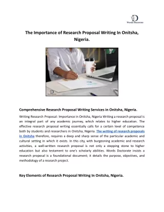 The Importance of Research Proposal Writing In Onitsha, Nigeria (1)