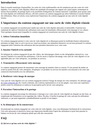 L'importance du contenu engageant sur une carte de visite digitale réussie