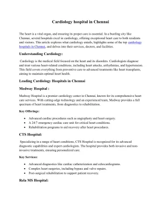 Cardiology hospital in Chennai
