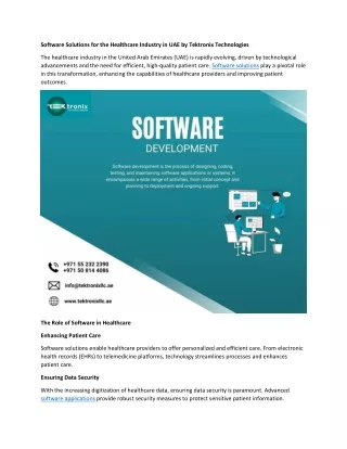 Software Solutions for the Healthcare Industry in UAE