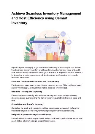 Achieve Seamless Inventory Management and Cost Efficiency using Csmart Inventory