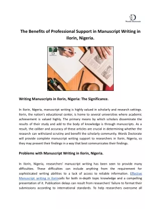 The Benefits of Professional Support in Manuscript Writing in Ilorin, Nigeria