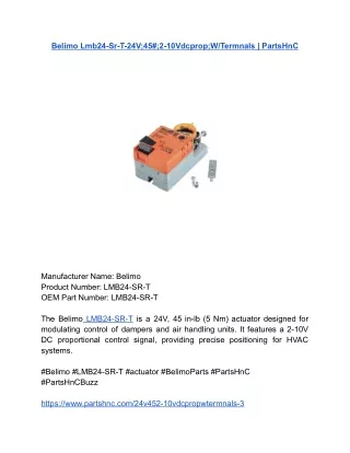 Belimo Lmb24-Sr-T-24V;45#;2-10Vdcprop;W_Termnals _ PartsHnC