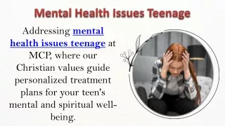 Mental Health Issues Teenage