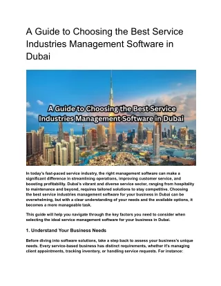 _Best Service Industries Management Software Dubai