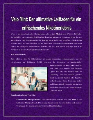 Velo Mint - Der ultimative Leitfaden für ein erfrischendes Nikotinerlebnis