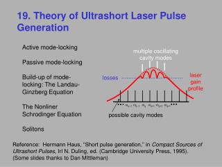 19. Theory of Ultrashort Laser Pulse Generation