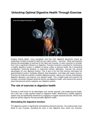 Unlocking Optimal Digestive Health Through Exercise - Mission Gastro Hospital