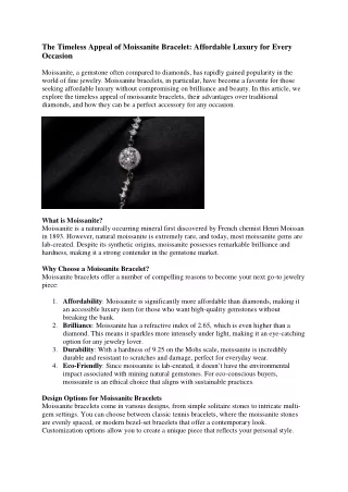 The Luxe Choice: Moissanite Bracelet for True Glam