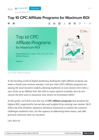 Top 10 CPC Affiliate Programs for Maximum ROI