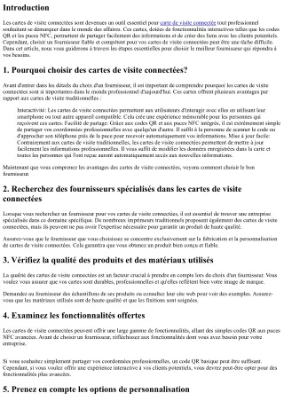 Comment Choisir Votre Fournisseur de Cartes de Visite Connectées?