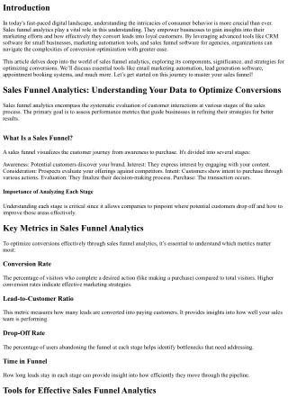 Sales Funnel Analytics: Understanding Your Data to Optimize Conversions
