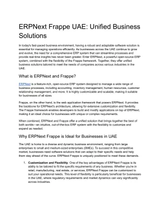 ERPNext Frappe UAE_ Unified Business Solutions