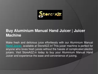 Buy Aluminium Manual Hand Juicer | Juicer Machine