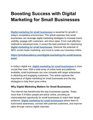 Unlocking Success with Digital Marketing Strategies for Small Businesses