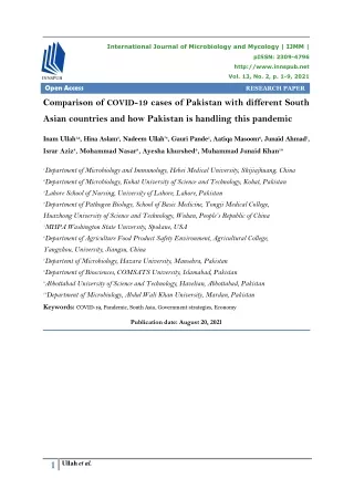 Comparison of COVID-19 cases of Pakistan with different South Asian countries