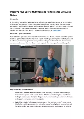 Improve Your Sports Nutrition and Performance with Alex Neilan