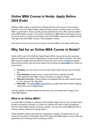 Online MBA Course in Noida_ Apply Before 2024 Ends