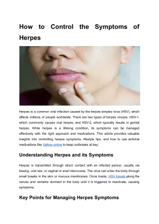 How to Control the Symptoms of Herpes