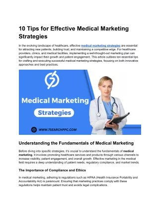 10 Tips for Effective Medical Marketing Strategies