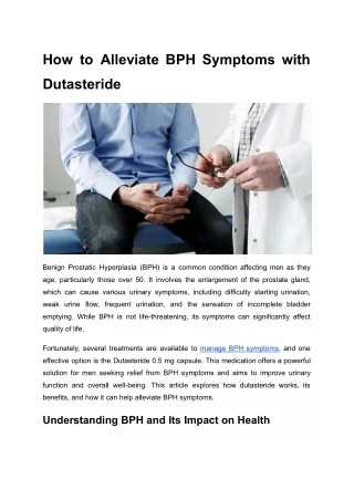 How to Alleviate BPH Symptoms with Dutasteride