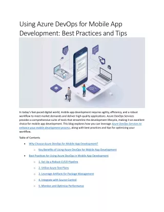 Using Azure DevOps for Mobile App Development - Best Practices and Tips