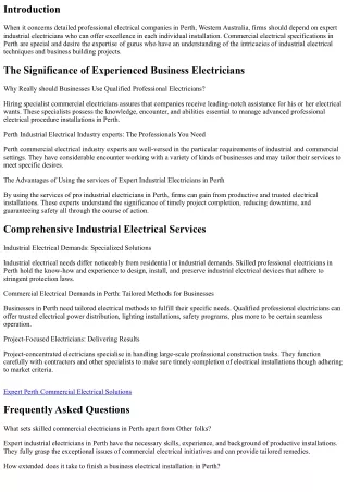 Skilled Commercial Electricians in Perth: Excellence in Each Installation