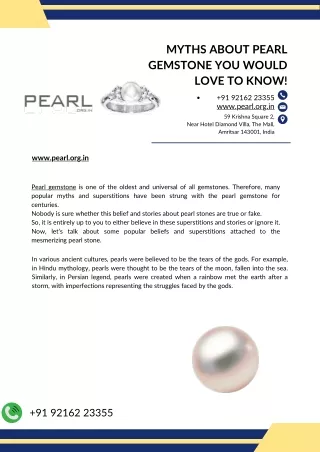 Myths About Pearl Gemstone You Would Love To Know!