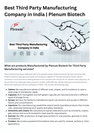 Best Third Party Manufacturing Company in India