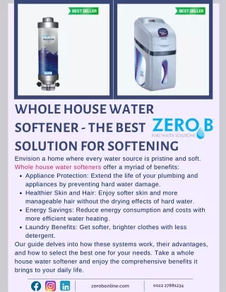 Whole House Water Softener - The Best Solution for Softening