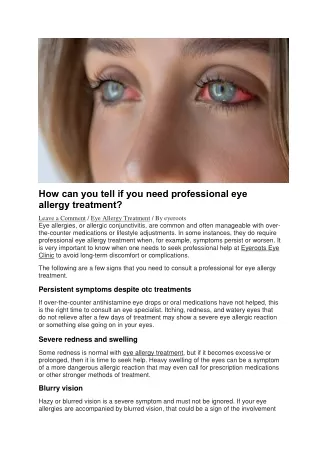 Eye Allergy Treatment