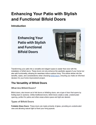 Enhancing Your Patio with Stylish and Functional Bifold Doors