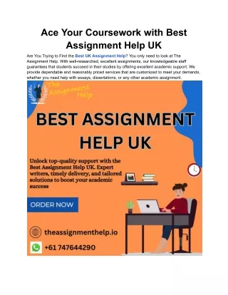 Ace Your Coursework with Best Assignment Help UK