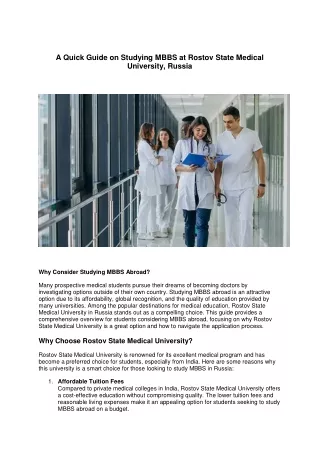 A Quick Guide on Studying MBBS at Rostov State Medical University, Russia