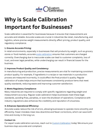 Why is Scale Calibration Important for Businesses