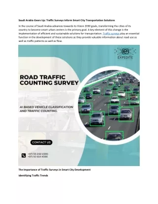 Saudi Arabia Gears Up: Traffic Surveys Inform Smart City Transportation Solution