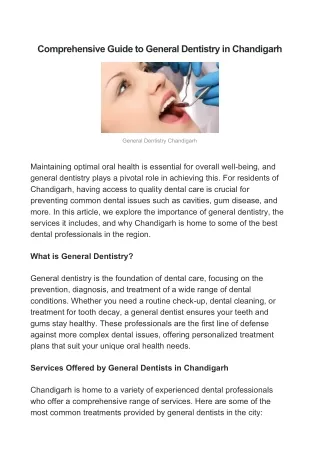 General Dentistry in Chandigarh At Dentafix