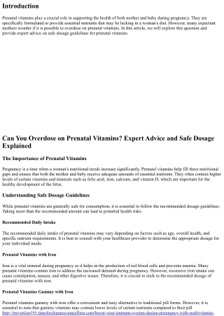 Can You Overdose on Prenatal Vitamins? Expert Advice and Safe Dosage Explained