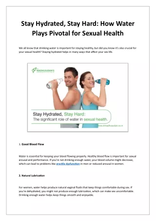 Stay Hydrated, Stay Hard: How Water Plays Pivotal for Sexual Health