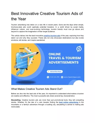 Best Innovative Creative Tourism Ads of the Year