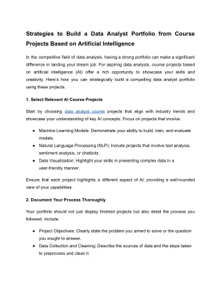 Building data analyst portfolio based on projects from AI's point of view