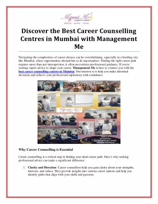 Top Career Counselling Centres in Mumbai for Expert Guidance