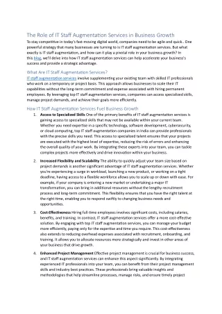 The Role of IT Staff Augmentation Services in Business Growth