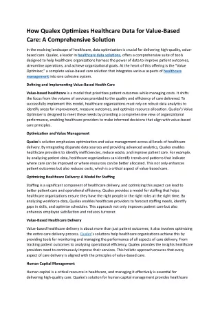 Implementing Value-Based Health Care qualex