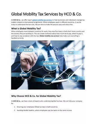 Global Mobility Tax Services by HCO & Co.