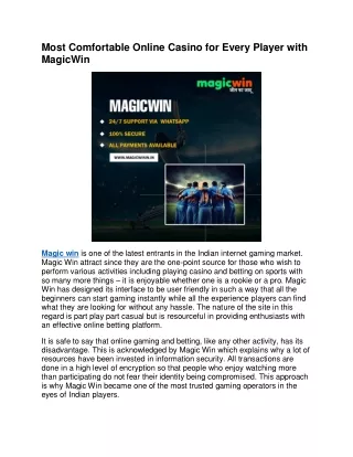 Most Comfortable Online Casino for Every Player with MagicWin