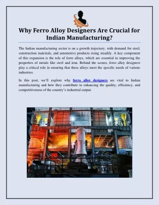 Why Ferro Alloy Designers Are Crucial for Indian Manufacturing