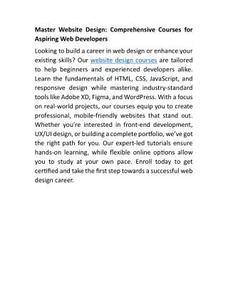 Master Website Design: Comprehensive Courses for Aspiring Web Developers