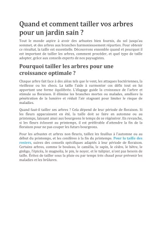 Quand et comment tailler les arbres pour un jardin sain ?
