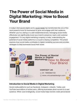 The Power of Social Media in Digital Marketing How to Boost Your Brand